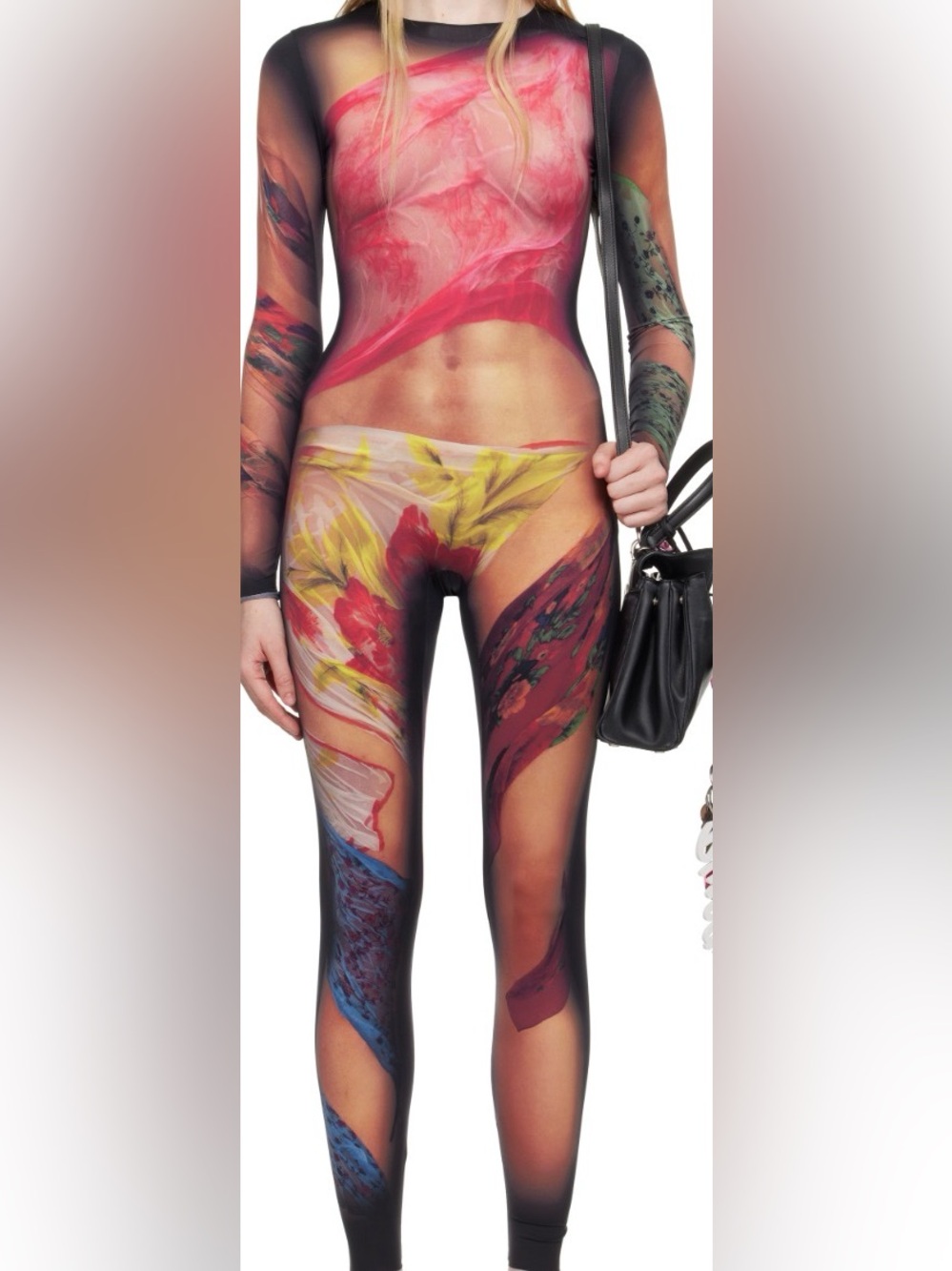 Marine serre Sheer Floral Mesh Two-Piece Set - Multicolor Small top s bottom